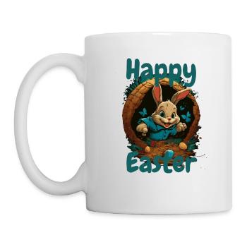 joyeuses Pâques Lapin de Pâques dans le panier de Pâques Lapin Pâques - Mug blanc - blanc - Gauche