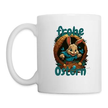 frohe Ostern Osterhase im Osterkorb Hase Easter - Tasse - Weiß - Links