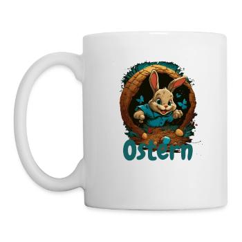 Ostern Osterhase im Osterkorb Hase Easter Egg - Tasse - Weiß - Links