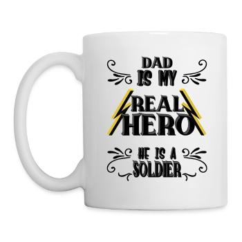Papa mon vrai héros, soldat, fierté, cadeau, - Mug blanc - blanc - Gauche