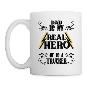 Dad my real hero, trucker, pride, gift, - Mug - white - Left