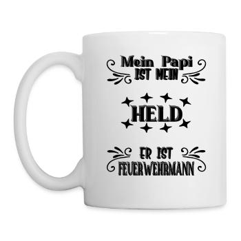 Mein Papi, mein Held, Feuerwehrmann, Stolz, - Tasse - Weiß - Links