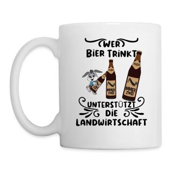 Wer Bier trinkt unterstützt die Landwirtschaft - Tasse - Weiß - Links