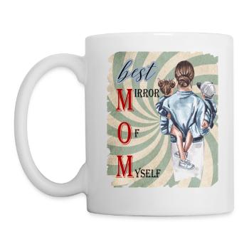 Best MOM - Mirror of Myself Frau mit 2 Kindern - Tasse - Weiß - Links