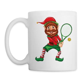 Elfe de Noël joueur de Tennis avec raquette de Tennis - Mug blanc - blanc - Gauche