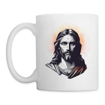 Jesus Vektor Polygon Christus Kopf Religion - Tasse - Weiß - Links