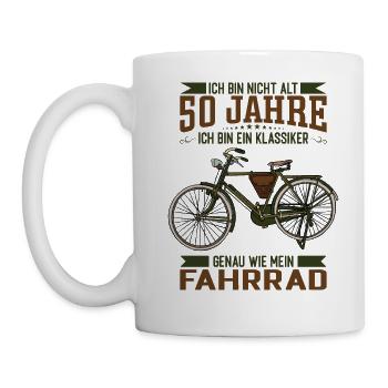 50 Jahre: Mehr als ein Radfahrer, ein Klassiker! - Tasse - Weiß - Links