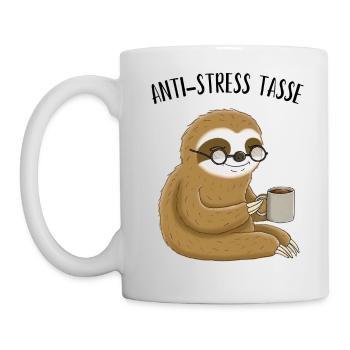 Anti Stress Faultier - Tasse - Weiß - Links