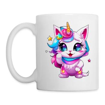 Chat Licorne mignon - Mug blanc - blanc - Gauche