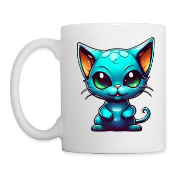 Chat extraterrestre mignon - Mug blanc - blanc - Gauche