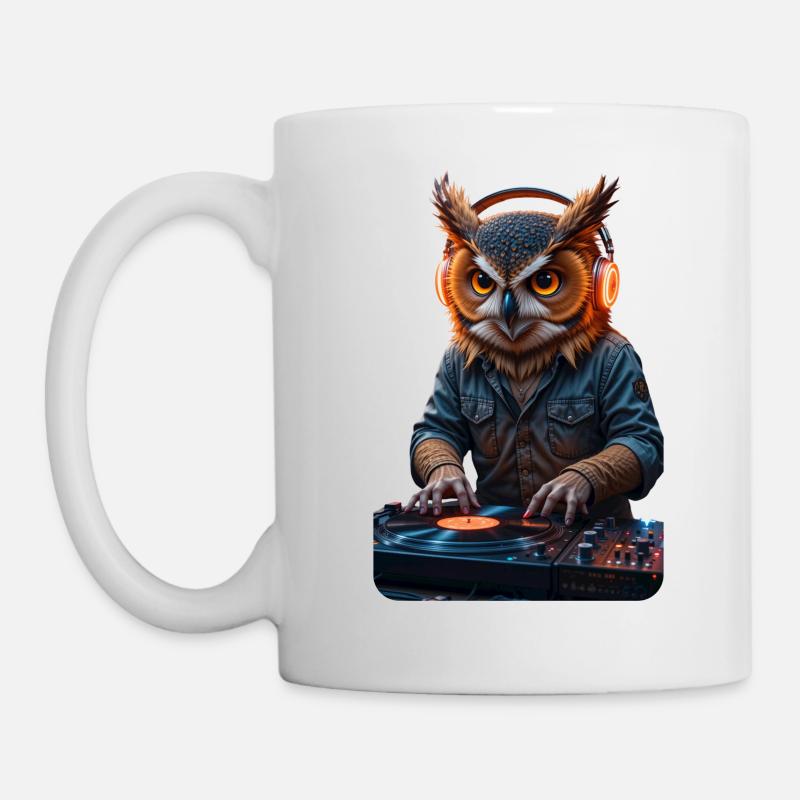 DJ Eule - Tasse - Weiß
