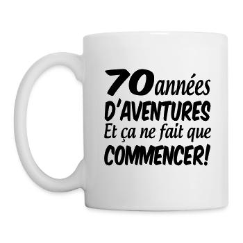 70 ans, anniversaire 70 ans, t-shirt 70 ans - Mug blanc - blanc - Gauche