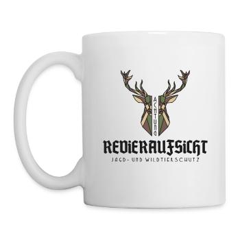 REVIERAUFSICHT HIRSCH WILD TIER JAGD JÄGER SPRUCH - Tasse - Weiß - Links