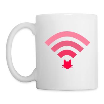 chat wifi rose - Mug blanc - blanc - Gauche