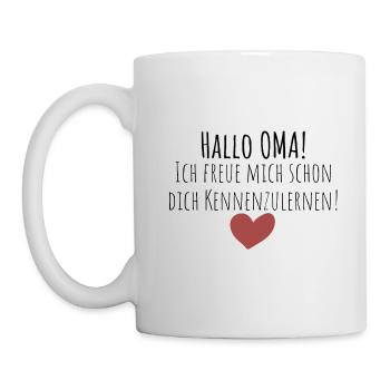 Hallo Oma! Ich freue mich dich kennenzulernen! - Tasse - Weiß - Links