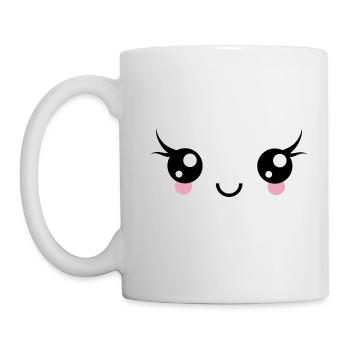 Happy Kawaii Eyes Face Emoji Emoticon Smi - Mug - white - Left