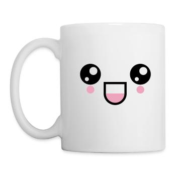 Kawaii Lachgesicht Augen Gesicht Emoji Emoticon - Tasse - Weiß - Links