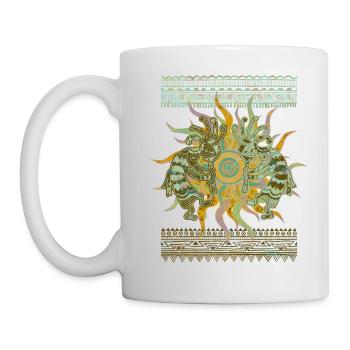 Native American Kokopelli Musicans - Sun Border 2 - Tasse - Weiß - Links