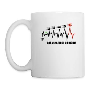 Herzschlag Motorrad 6 Gänge Schaltung EKG - Tasse - Weiß - Links