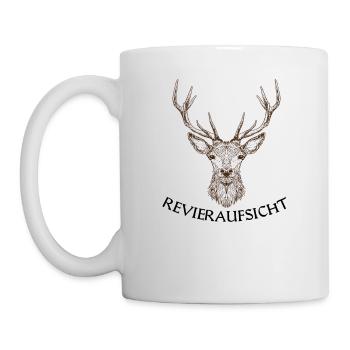 Revieraufsicht Jäger Forstwirtschaft Hirsch Geweih - Tasse - Weiß - Links
