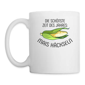 Die schönste Zeit des Jahres Mais häckseln - Mais - Tasse - Weiß - Links