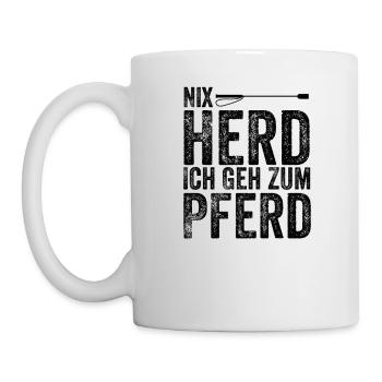 Nix Herd Ich Geh Zum Pferd - Reiterin - Pferd - Pf - Tasse - Weiß - Links