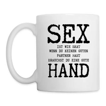 Sex ist wie Skat, keinen guten Partner, eine gute - Tasse - Weiß - Links