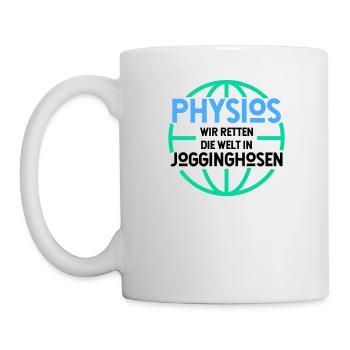 Physios wir retten die Welt in Jogginghosen - Phys - Tasse - Weiß - Links
