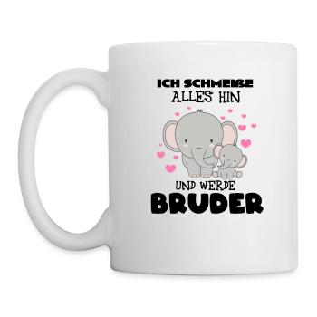 Ich schmeisse alles hin und werde Bruder, Elefant - Tasse - Weiß - Links