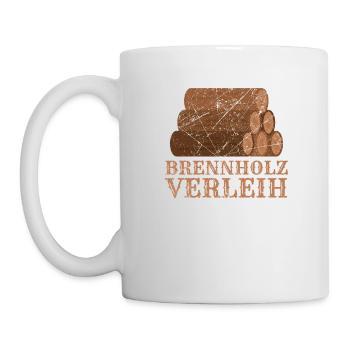 Brennholz Verleih Feuerholz Holz Holzfäller - Tasse - Weiß - Links