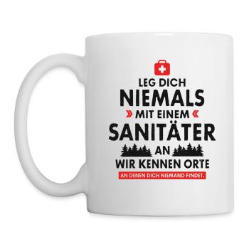 LEG DICH NIE MIT EINEM SANITÄTER AN RETTUNG SANI - Tasse - Weiß - Links