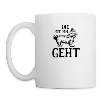 Die mit dem Bolonka Zwetna geht, Hund - Bolonka - - Tasse - Weiß - Links
