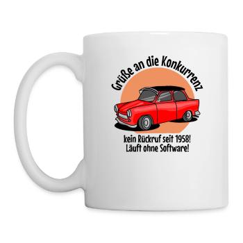 DDR Auto genannt als Pappe Ostalgie Ostdeutschland - Tasse - Weiß - Links
