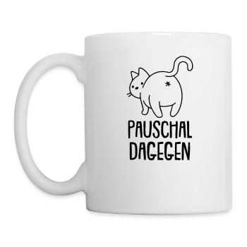 Pauschal Dagegen Katze mit Hintern - Tasse - Weiß - Links