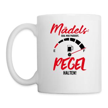 Mädels Egal was passiert Pegel halten - Tasse - Weiß - Links
