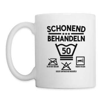 SCHONEND BEHANDELN 50 JAHRE ALT UNIKAT GEBURTSTAG - Tasse - Weiß - Links