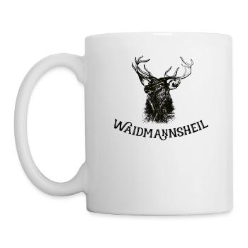 Waidmannsheil, Geweih, Jäger, Jagen - Tasse - Weiß - Links