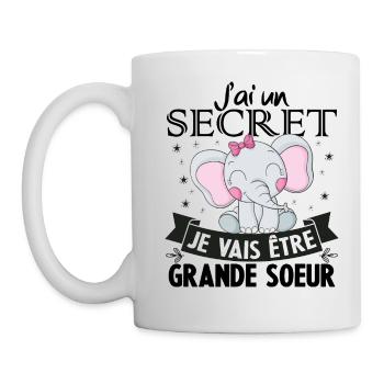 J'ai un secret je vais être grande soeur - Mug blanc - blanc - Gauche