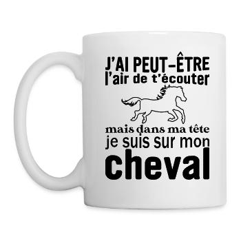 Je suis à cheval - cadeau humour cheval équitation - Mug blanc - blanc - Gauche