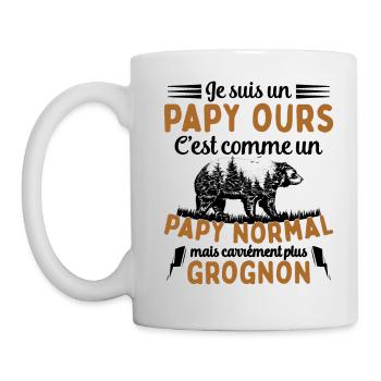 Je suis un papy ours grognon, cadeau humour papy - Mug blanc - blanc - Gauche