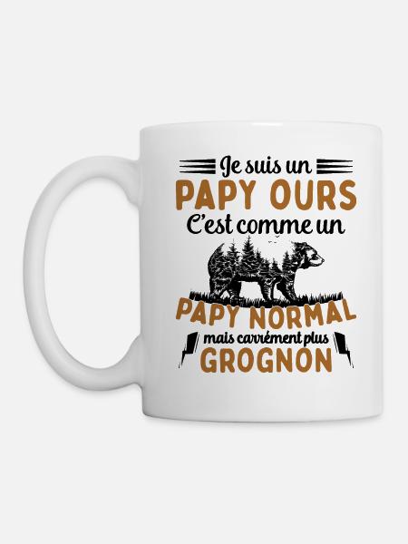 Je suis un papy ours grognon, cadeau humour papy - Mug blanc - blanc