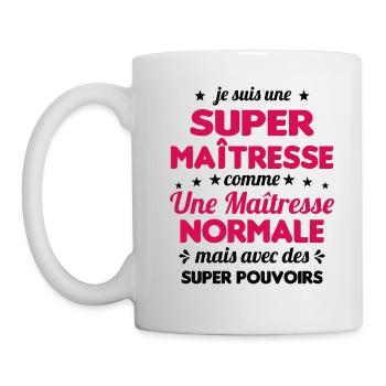 Super Maîtresse Super Pouvoirs Cadeau Maîtresse - Mug blanc - blanc - Gauche