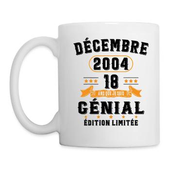 18 Ans Anniversaire Vintage Né(e) en Décembre 2004 - Mug blanc - blanc - Gauche