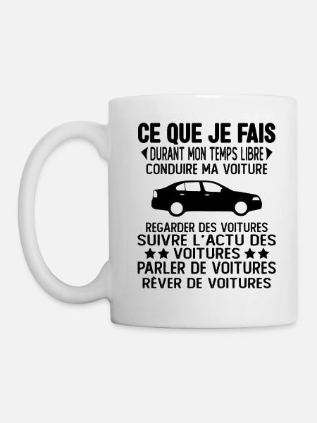 Ce Que Je Fais Pendant Mon Temps Libre Voiture - Mug blanc - blanc