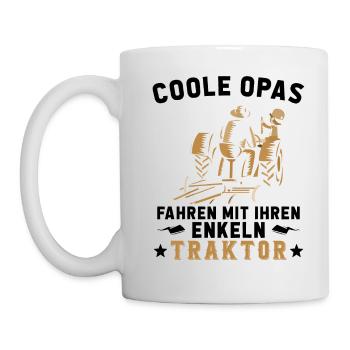 Coole Opa und Enkel mit Traktor Farmer Geschenk - Mug blanc - blanc - Gauche