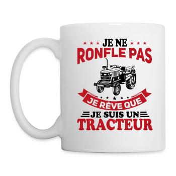 Je ne Ronfle pas je rêve que je suis un Tracteur - Mug blanc - blanc - Gauche