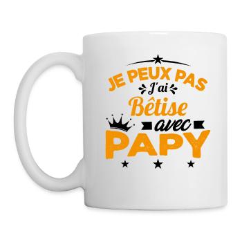 Je peux pas J'ai Bêtise Avec Papy Cadeau - Mug blanc - blanc - Gauche