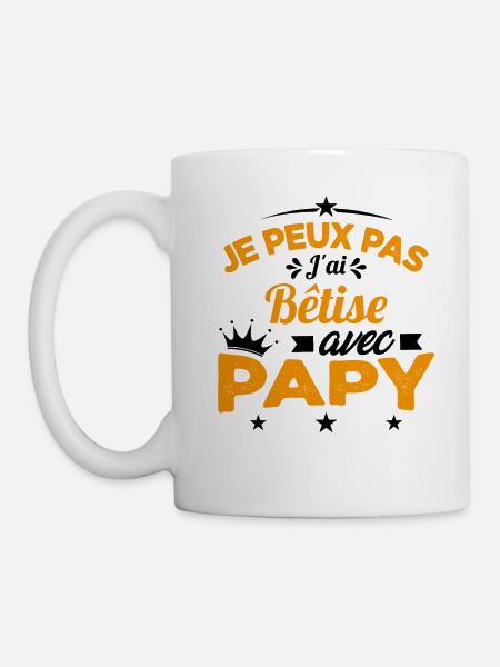 Je peux pas J'ai Bêtise Avec Papy Cadeau - Mug blanc - blanc