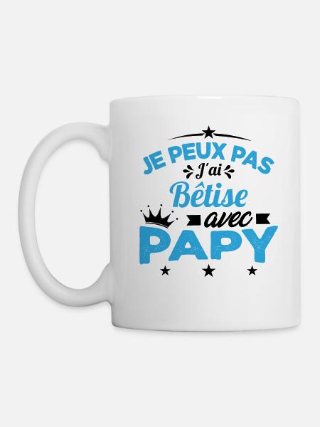 Je peux pas J'ai Bêtise Avec Papy Cadeau - Mug blanc - blanc