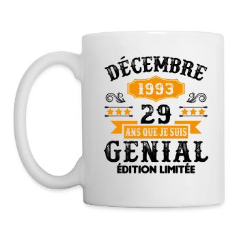 29 Ans Anniversaire Vintage Né(e) en Décembre 1993 - Mug blanc - blanc - Gauche